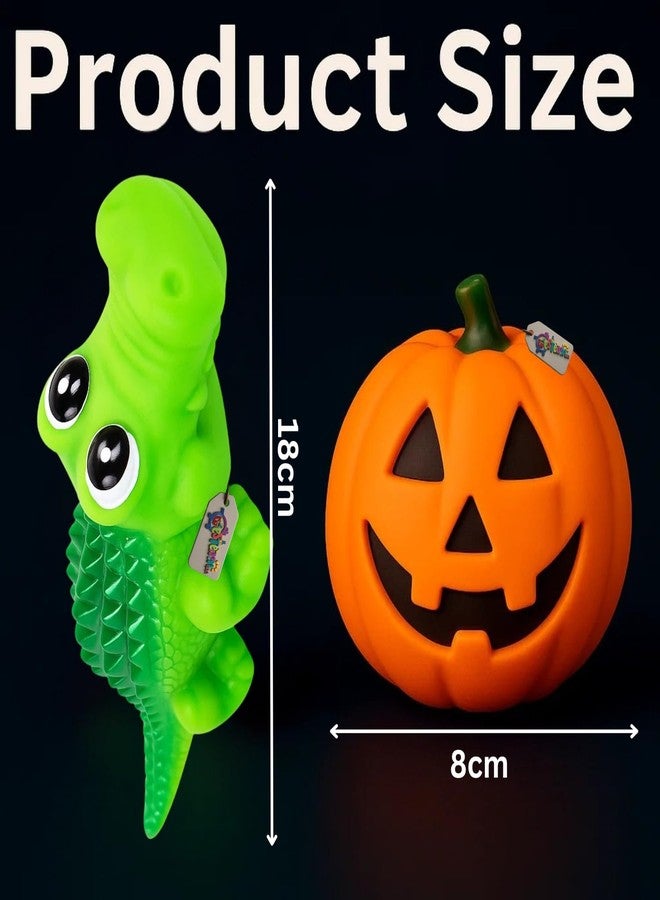 Western Era Crocodile & Pumpkin Squeaky Dog Toy Combo | Soft Rubber Toys with Built-In Squeaker | Cartoon Animal & Halloween Design | Chewable, Lightweight & Fun for Dogs | Indoor Play, Boredom Relief - Image 3